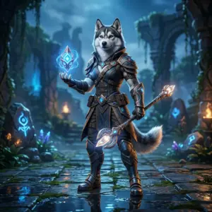 League of Legends tematikos iliustracija, pristatanti žaidimo paslaugas be matomo teksto ar ženklų
