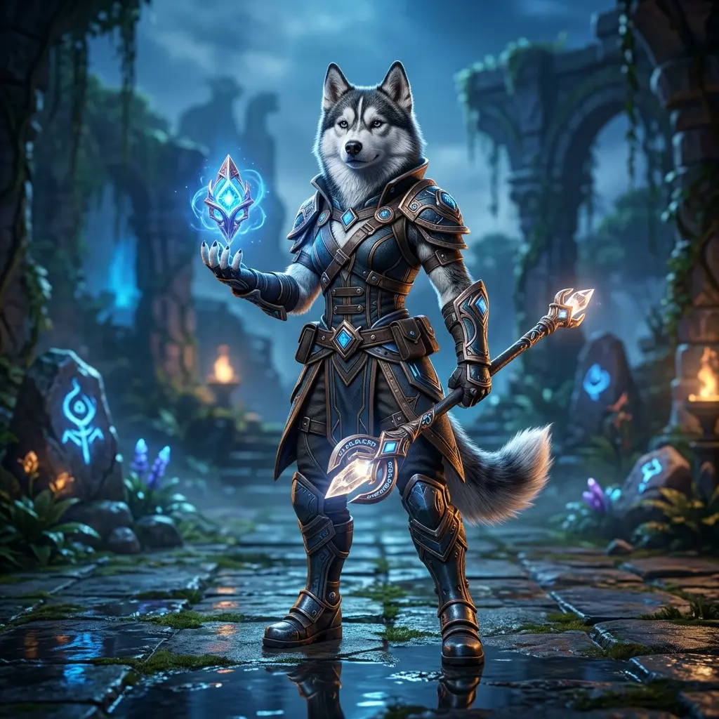 League of Legends tematikos iliustracija, pristatanti žaidimo paslaugas be matomo teksto ar ženklų
