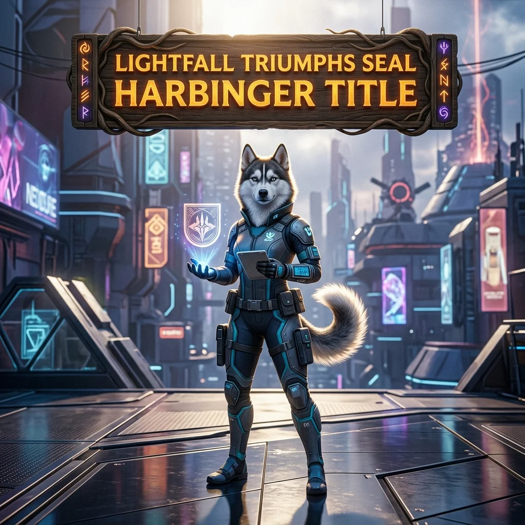 Promotional image for the Lightfall Triumphs Seal Harbinger Title Boost service in Destiny 2