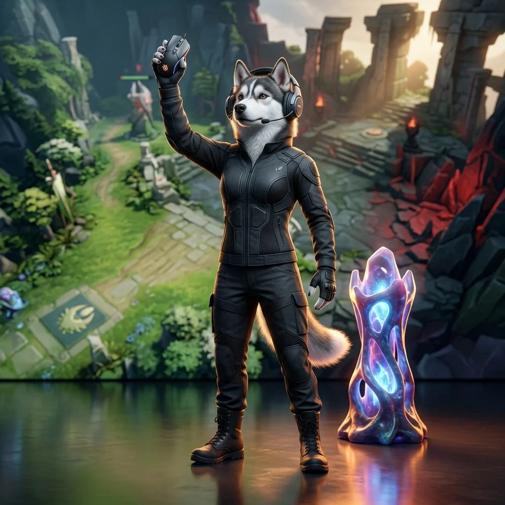 Dota 2 teemaline mänguillustratsioon, mis sümboliseerib MMR-i tõstmist ja arengut konkurentsitihedas mängukeskkonnas