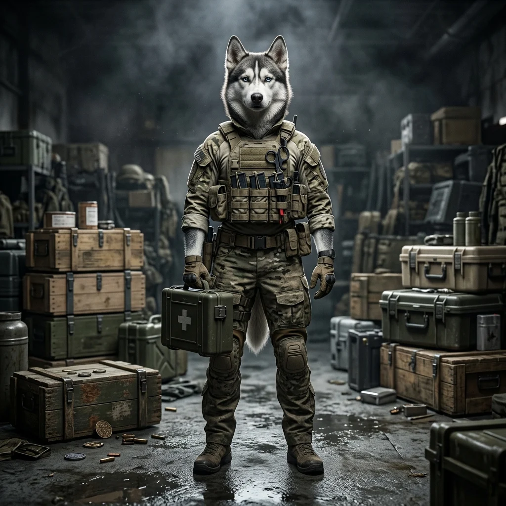Stemningsfuld illustration fra Medic Profits in Wardogs, der præsenterer spillets overordnede univers uden læsbar tekst.