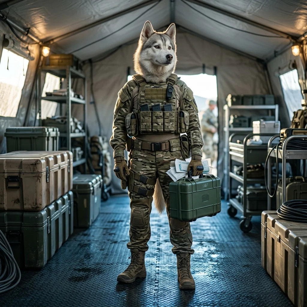 „Mediko pelnas „Wardogs““ produkto viršelio iliustracija be įskaitomo teksto ar ženklų, perteikianti teminę žaidimo nuotaiką.