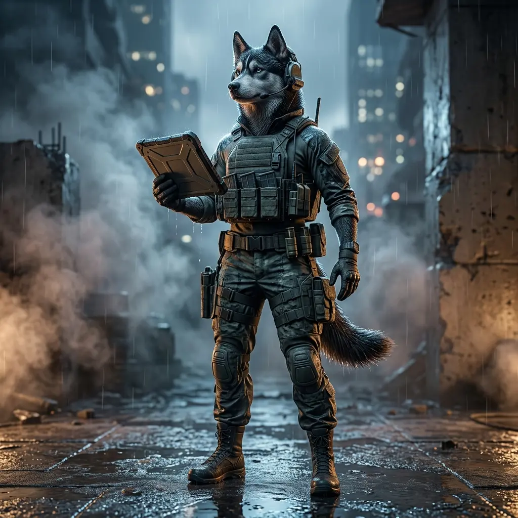 Teminė „Call of Duty: Modern Warfare 4“ žaidimo vadovų iliustracija be matomo teksto ar ženklų.