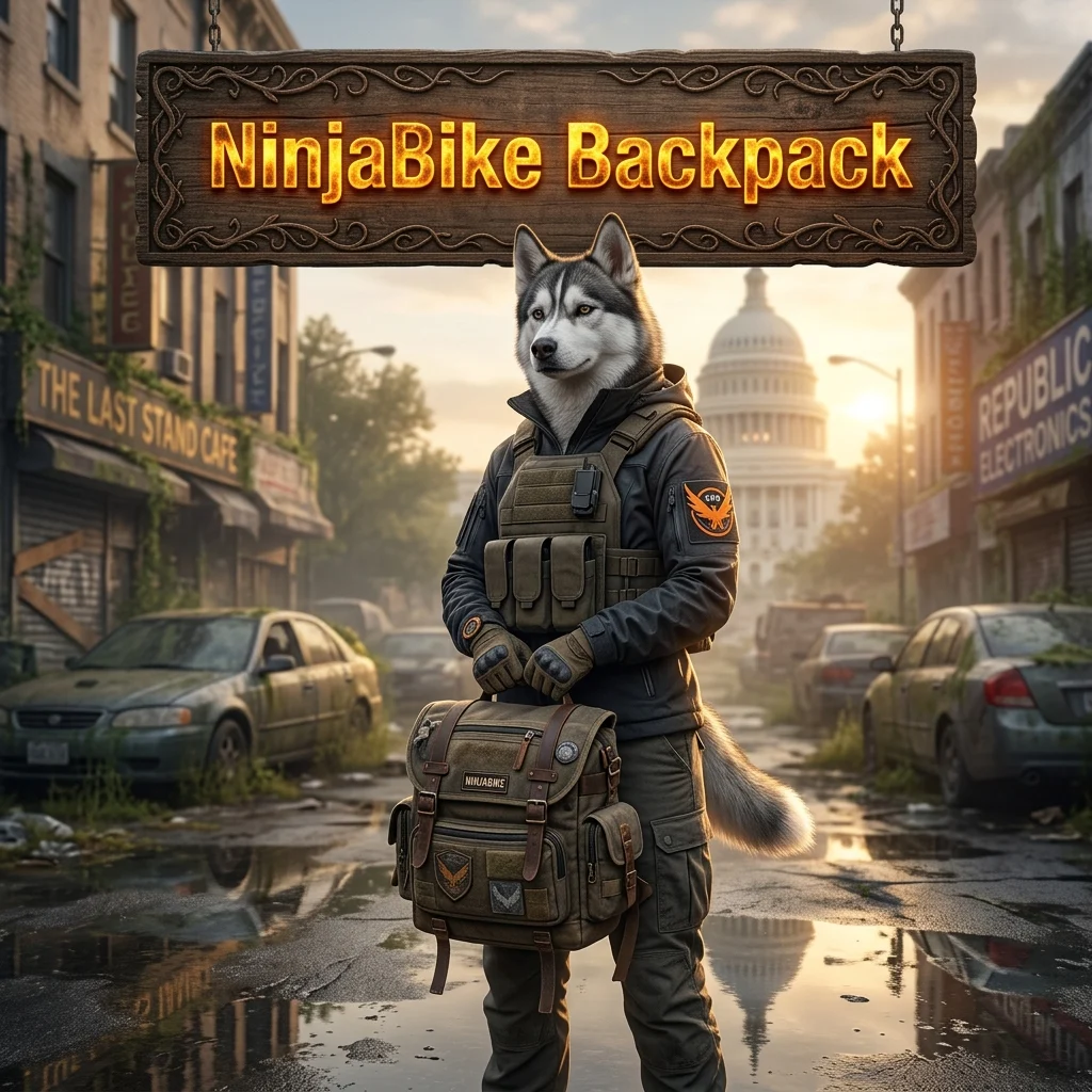 Promotional image for the NinjaBike Backpack Boost in The Division 2, representing the game-specific backpack boost service.