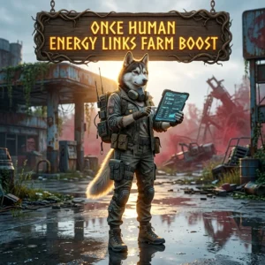 Promotional image for the Once Human Energy Links Farm Boost service, focused on farming Energy Links in Once Human.