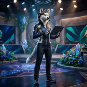 Ilustrasi bertema League of Legends untuk panduan dan layanan pendukung, tanpa teks atau tanda yang dapat dibaca.