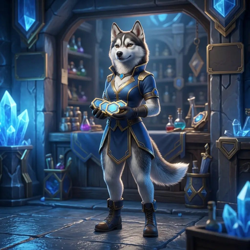 Ilustrační herní grafika související s RP a službami pro League of Legends, bez čitelného textu.