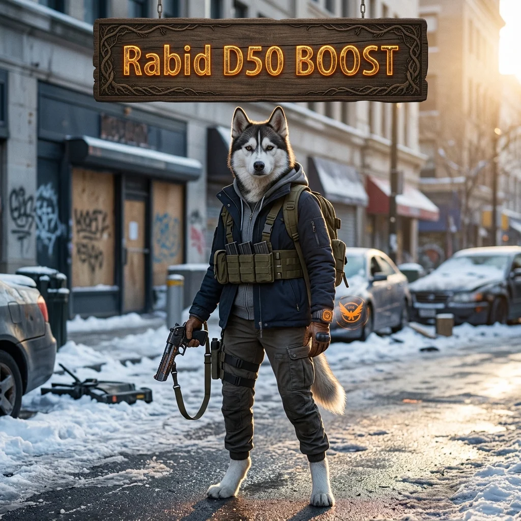 Promotional image for the Rabid D50 Boost in Division 2 service and its associated D50 boost product listing.
