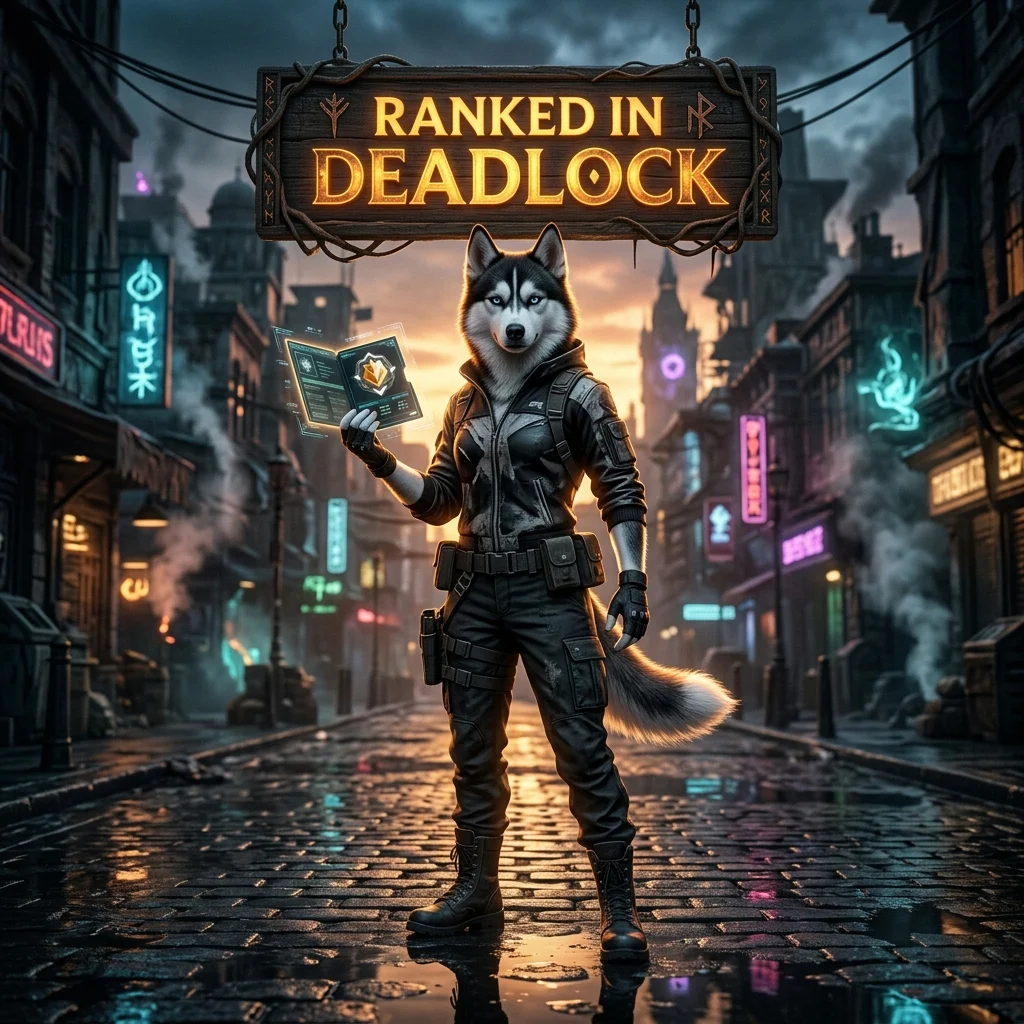 Promotional image for Ranked Boost in Deadlock, representing a service focused on ranked progression within Deadlock.