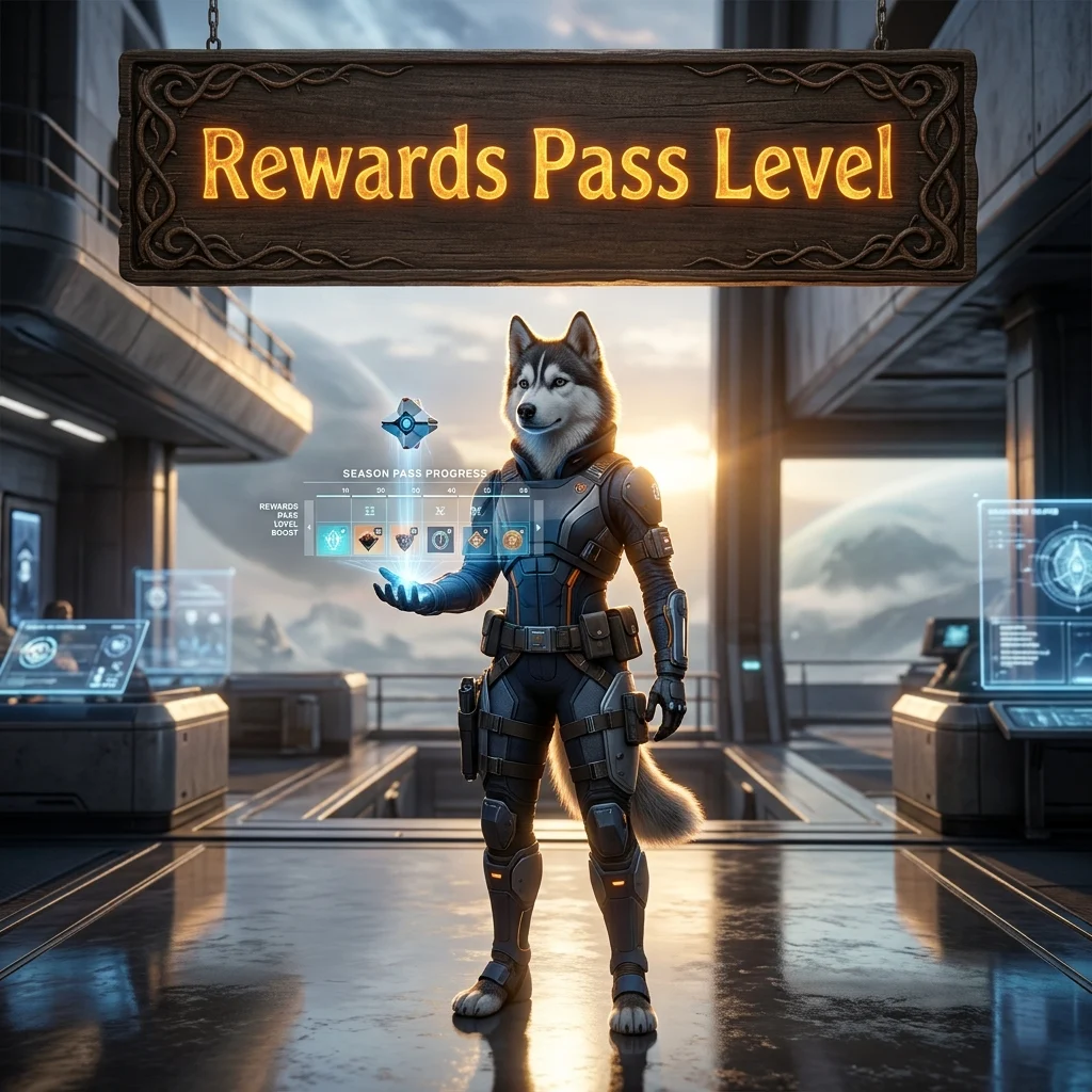 Promotional image for a Rewards Pass Level Boost service in Destiny 2.