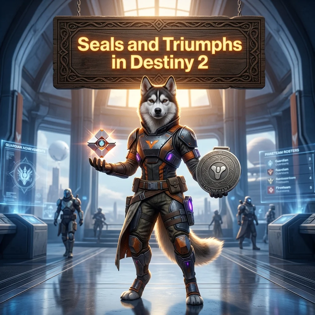 Promotional image for Seals and Triumphs Boosting Services in Destiny 2, focused on assistance with earning seals and completing triumphs.