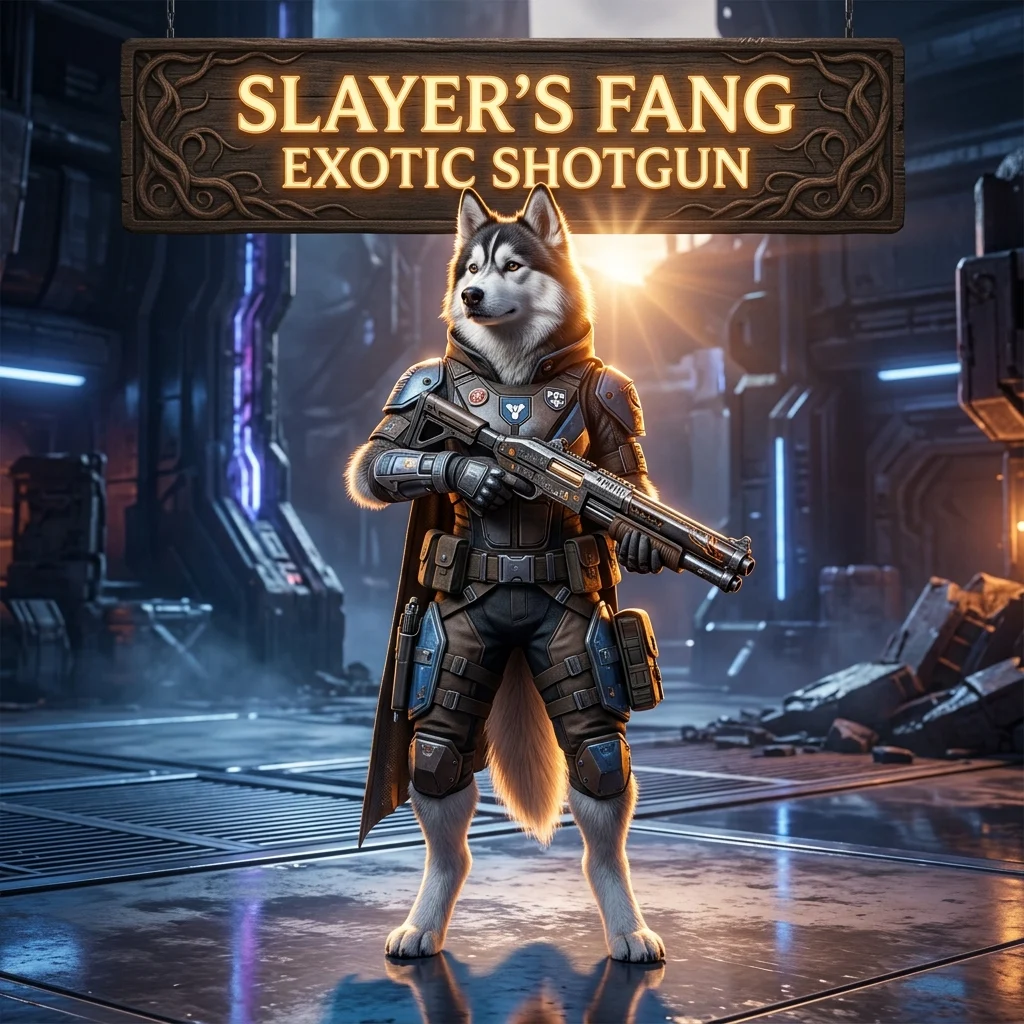 Promotional image for the Slayer’s Fang Exotic Shotgun Boost service in Destiny 2.