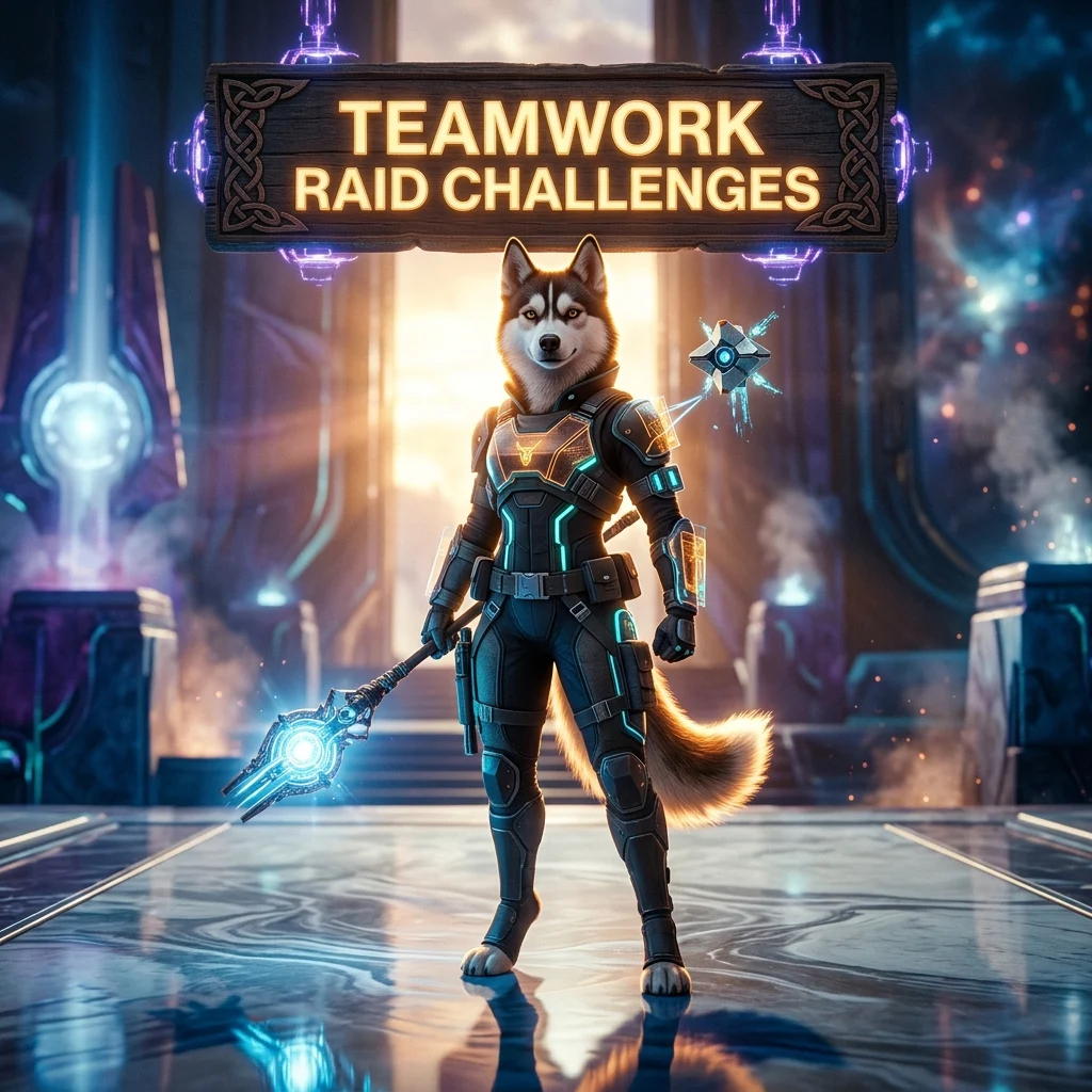 Promotional image for the Teamwork Raid Challenges Boost service in Destiny 2, focused on completing raid challenges with coordinated team support.