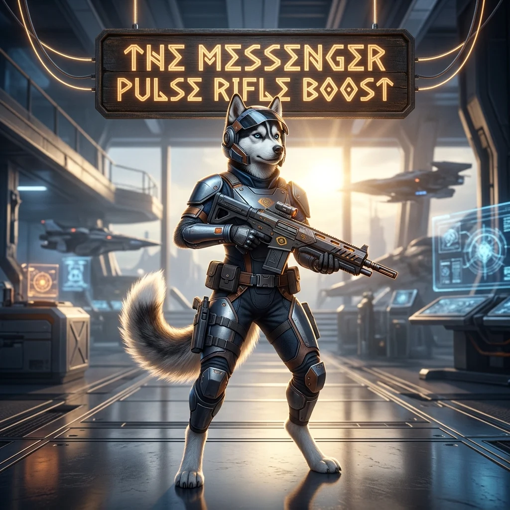 Promotional image for The Messenger Pulse Rifle Boost in Destiny 2, focused on the named pulse rifle boost service.