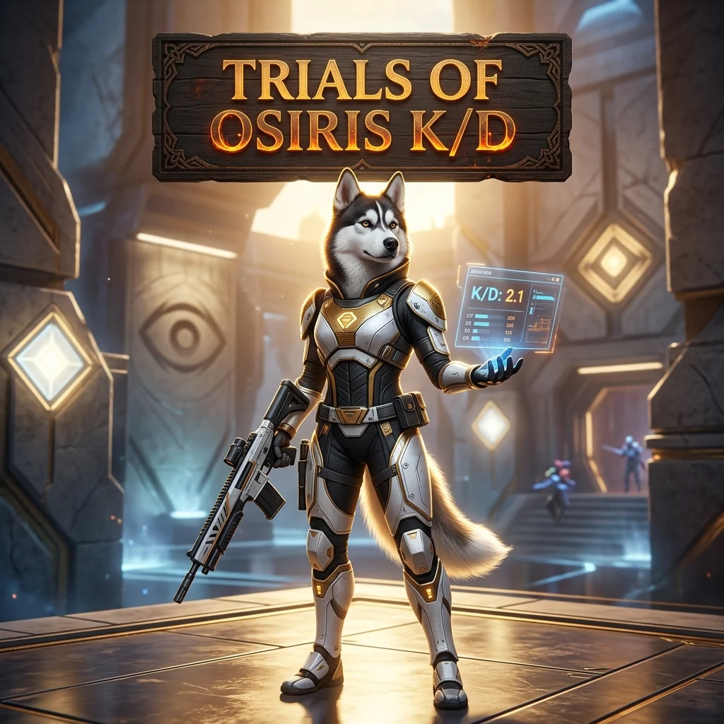 Promotional image for a Trials of Osiris K/D Boost service in Destiny 2, focused on improving the player’s K/D ratio.