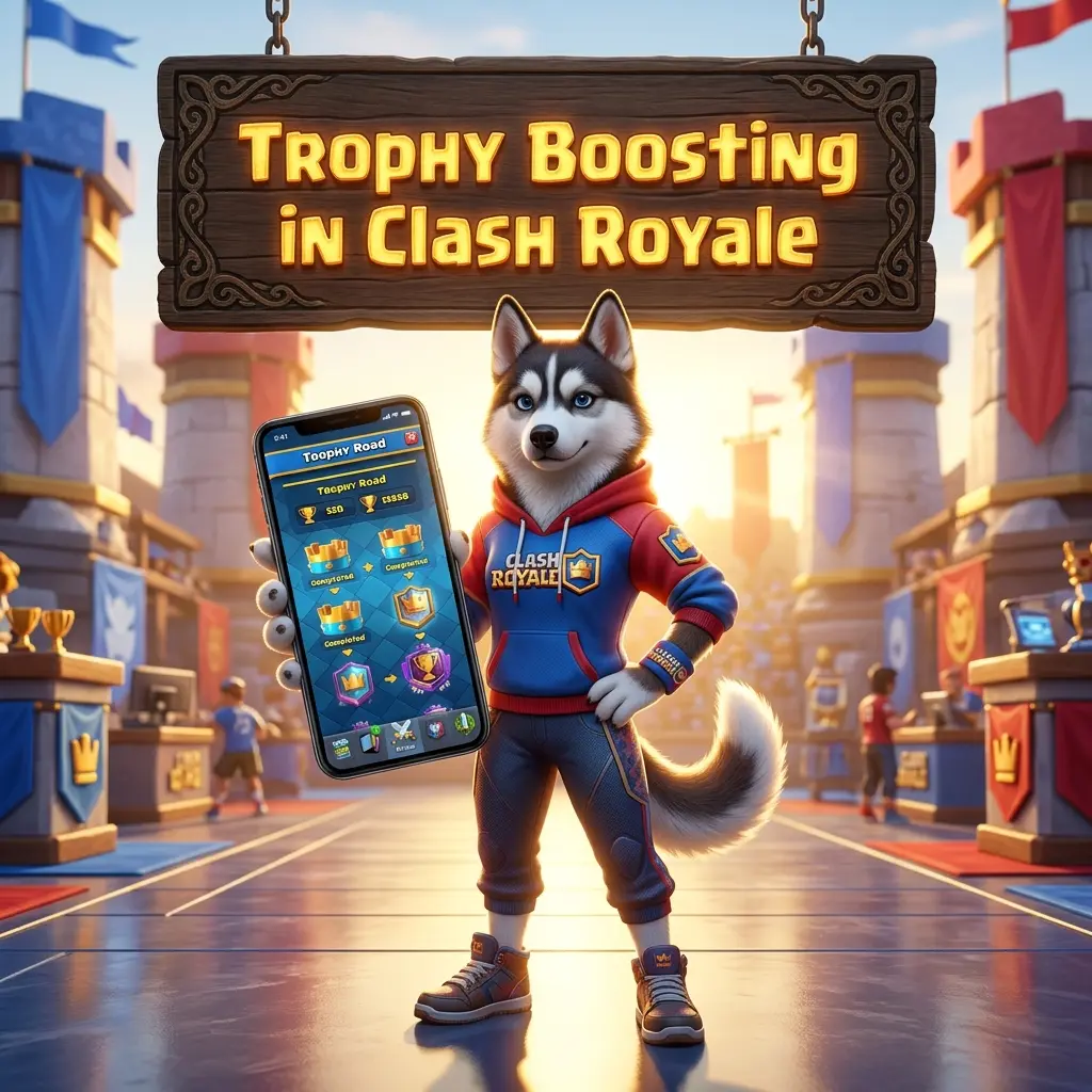 Promotional image for Trophy Boosting Services in Clash Royale, a service focused on increasing trophies in the game