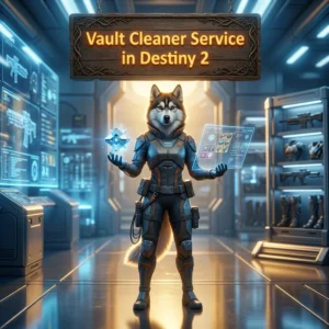 Promotional image representing the Vault Cleaner Service in Destiny 2 for managing and clearing items in the in-game vault.