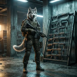 WARDOGSの初期武器ランキングをテーマにしたゲームアート。序盤の装備選びを検討するための、武器を中心としたビジュアル。