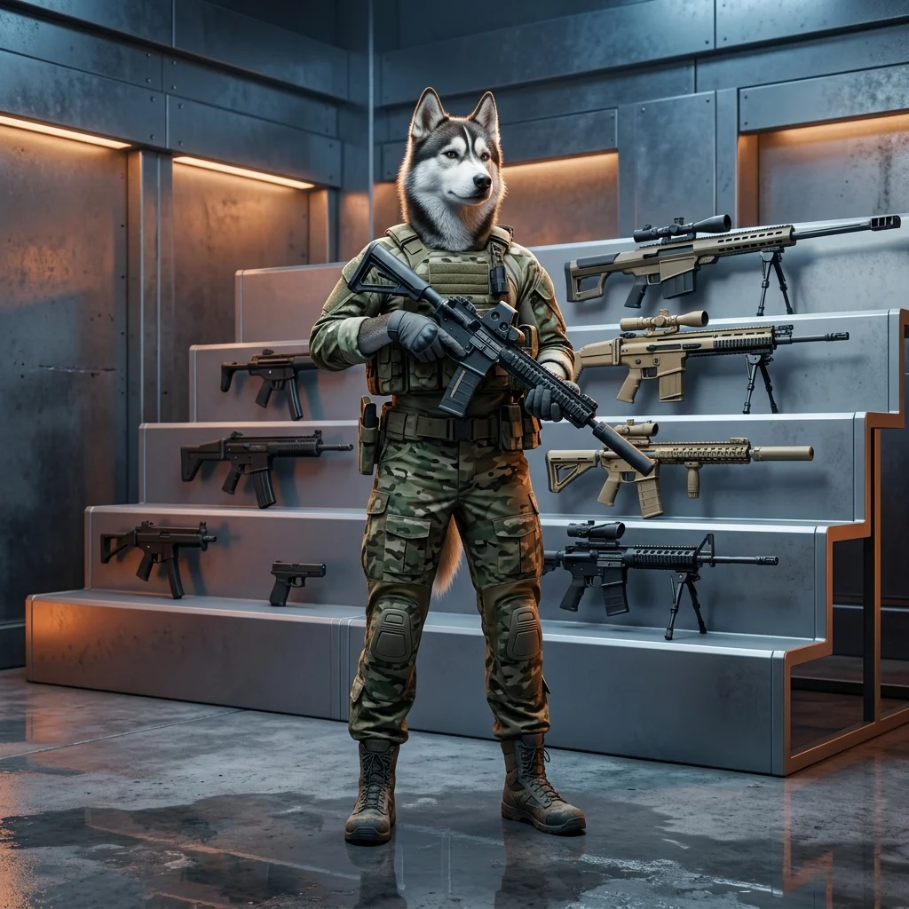 Illustrasie vir ’n wapen-vlaklys in War Dogs, met algemene spelkuns en geen leesbare teks of tekens nie.