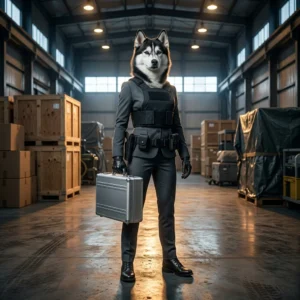 Stimmungsvoll gestaltetes War-Dogs-Artwork mit einer spannungsvollen, militärisch geprägten Atmosphäre