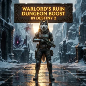 Promotional image for the Warlord's Ruin Dungeon Boost service in Destiny 2.