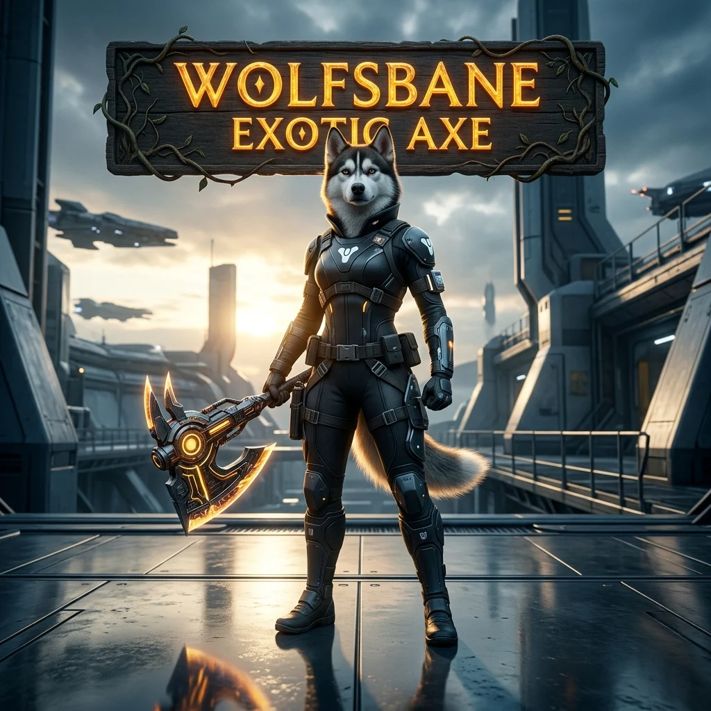 Promotional image representing the Wolfsbane Exotic Axe Boost service in Destiny 2.