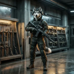 Ilustrační herní artwork k žebříčku úrovní zbraní ve hře War Dogs bez čitelného textu.