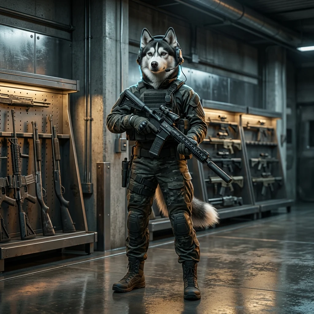 Ilustrační herní artwork k žebříčku úrovní zbraní ve hře War Dogs bez čitelného textu.