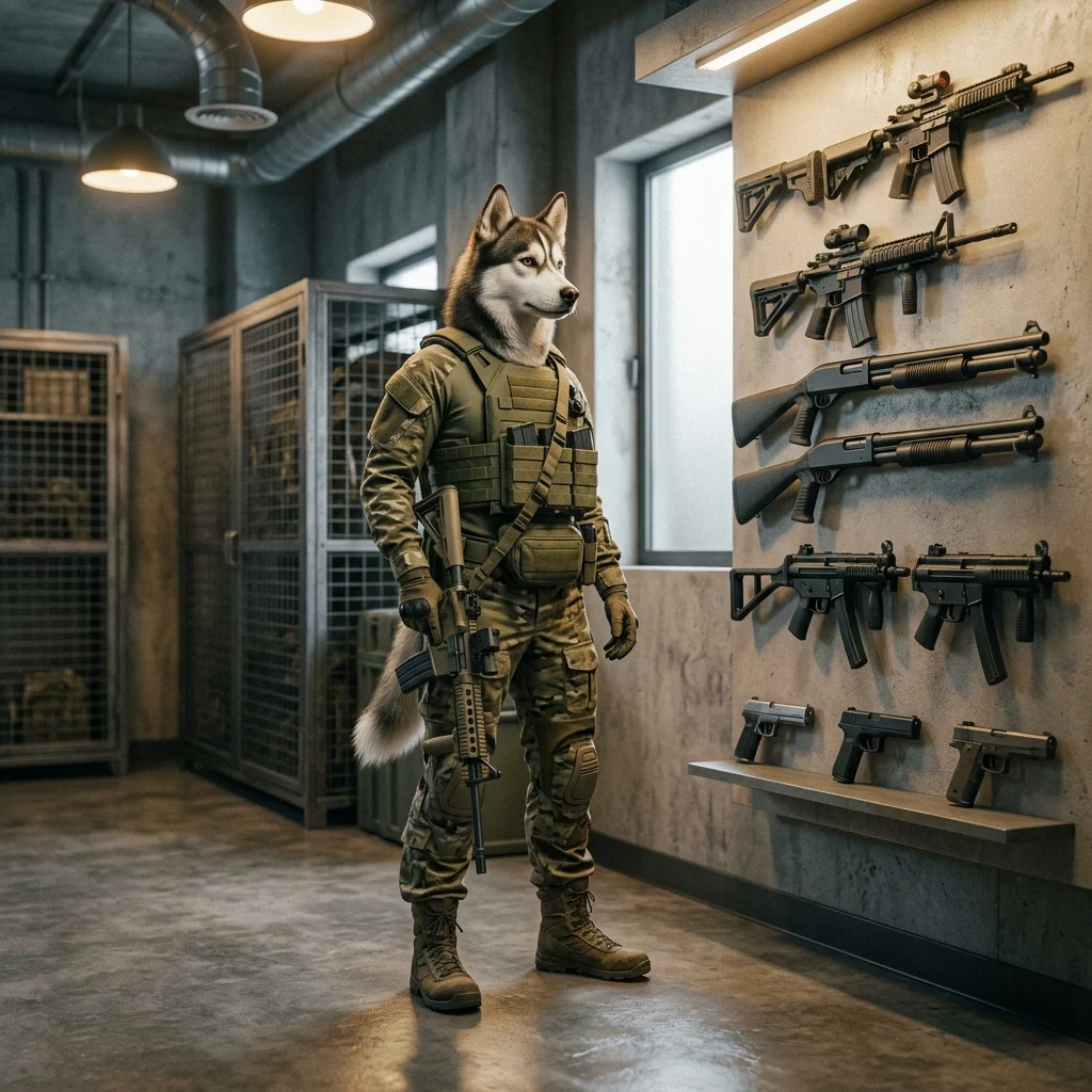 Представителна илюстрация към класация на началните оръжия в WARDOGS, без четлив текст или знаци.