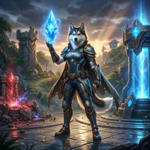 איור קידום באווירת League of Legends, המתאים לשירות בוסט לניצחונות במשחק תחרותי.