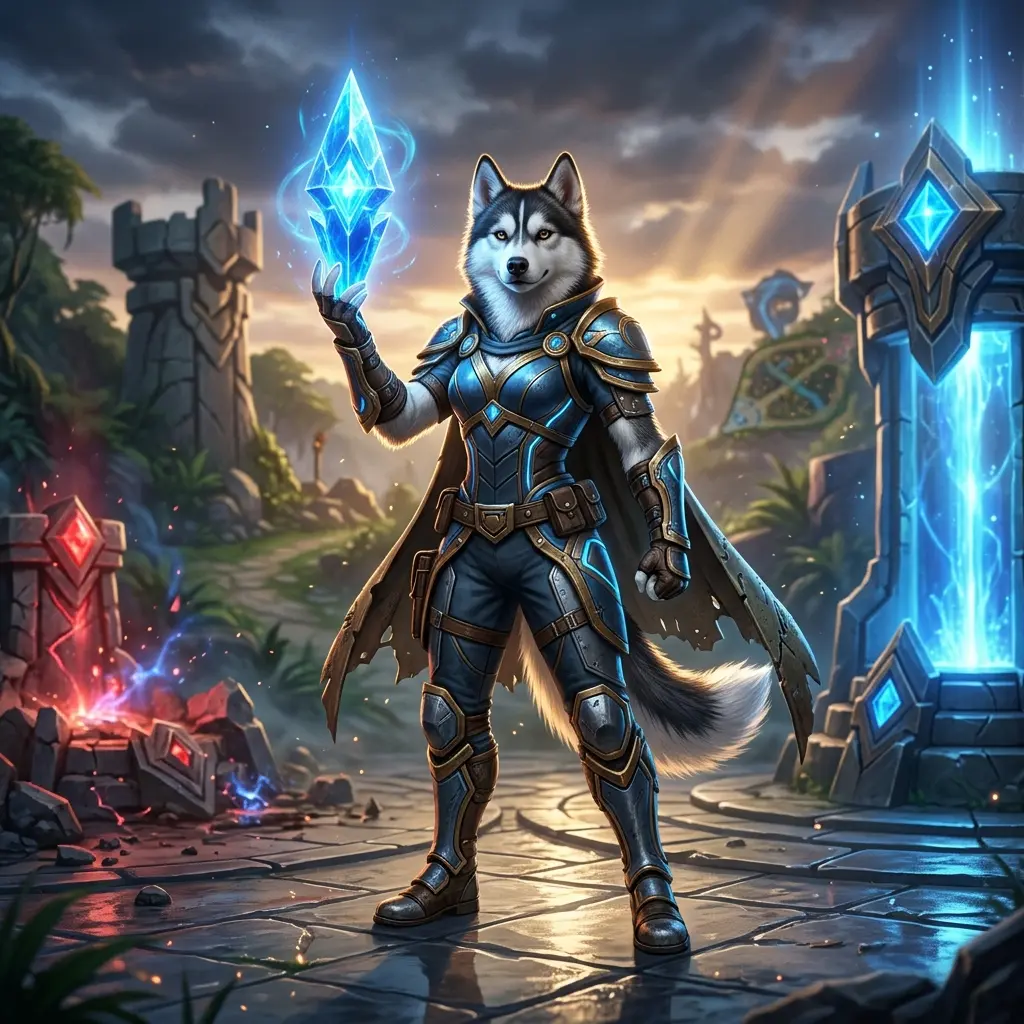 איור קידום באווירת League of Legends, המתאים לשירות בוסט לניצחונות במשחק תחרותי.