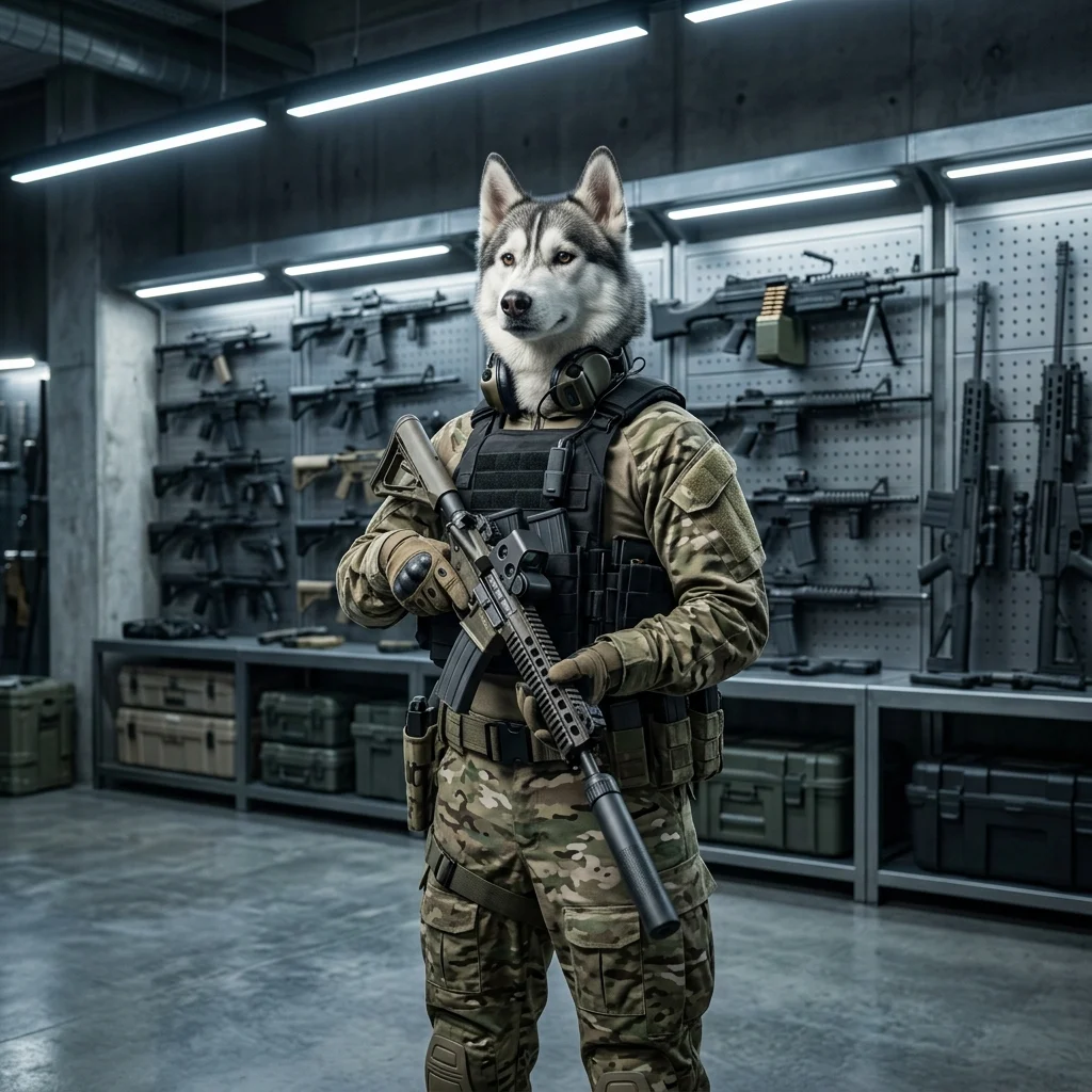 వార్ డాగ్స్ (War Dogs) గేమ్‌లోని వెపన్ టైర్ లిస్ట్ అంశాన్ని సూచించే, చదవగలిగే టెక్స్ట్ లేని ఫీచర్ ఆర్ట్‌వర్క్